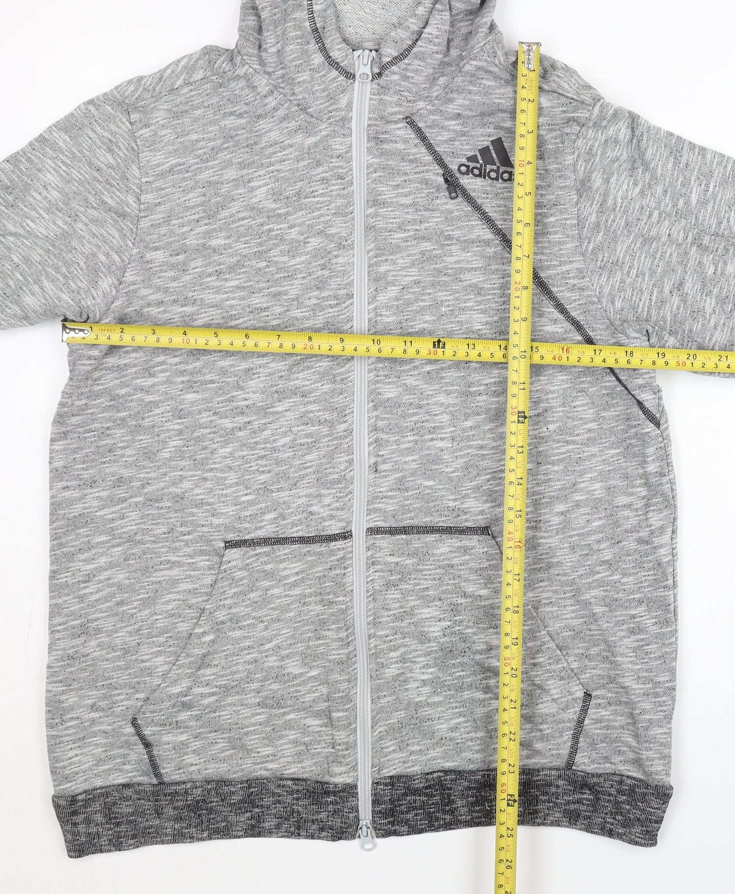 Adidas Men's Grey Full Zip Hoodie L Regular Fit Sports Knit