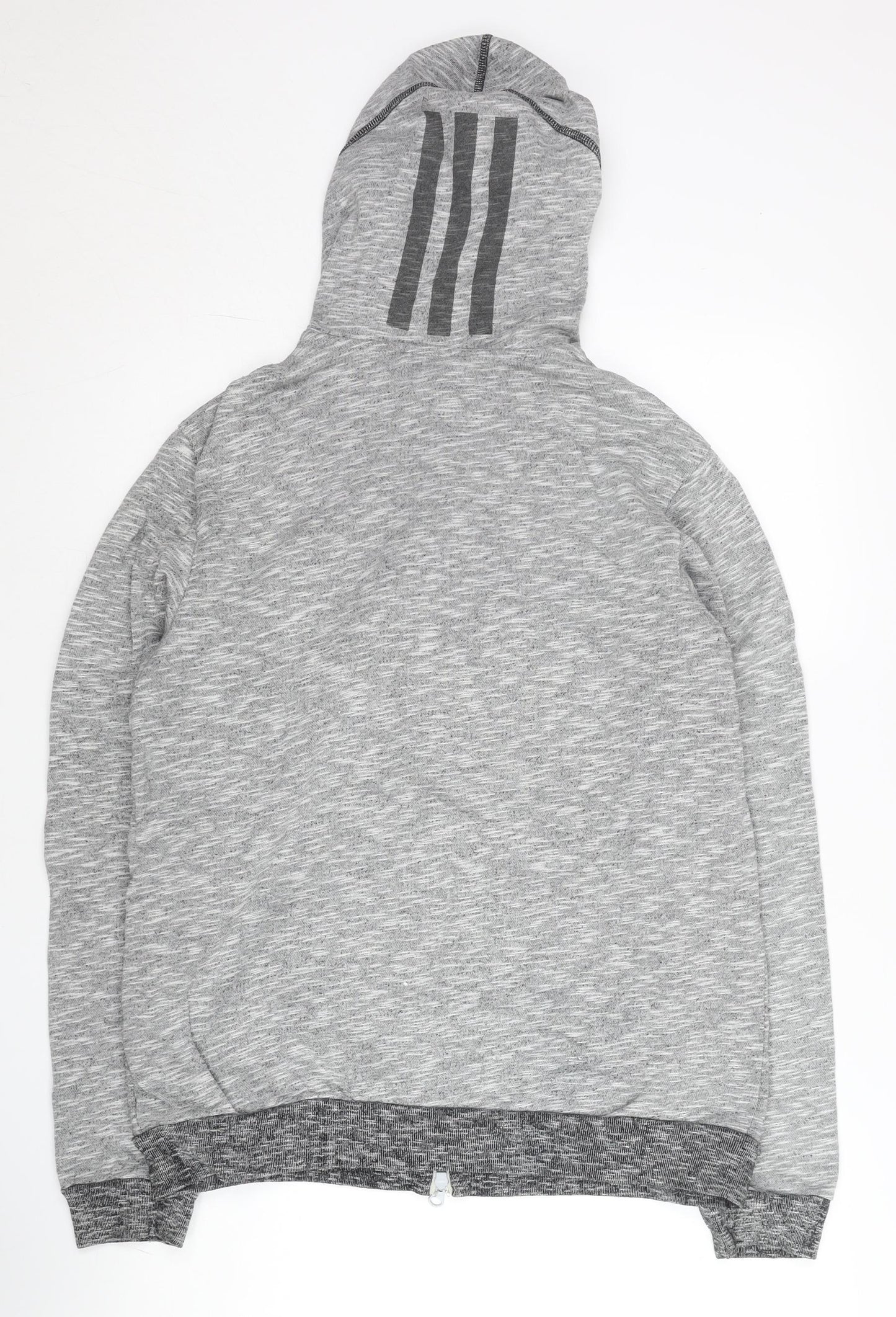 Adidas Men's Grey Full Zip Hoodie L Regular Fit Sports Knit