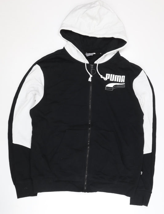 Puma Men's Black & White Full Zip Hoodie Size L Regular Fit