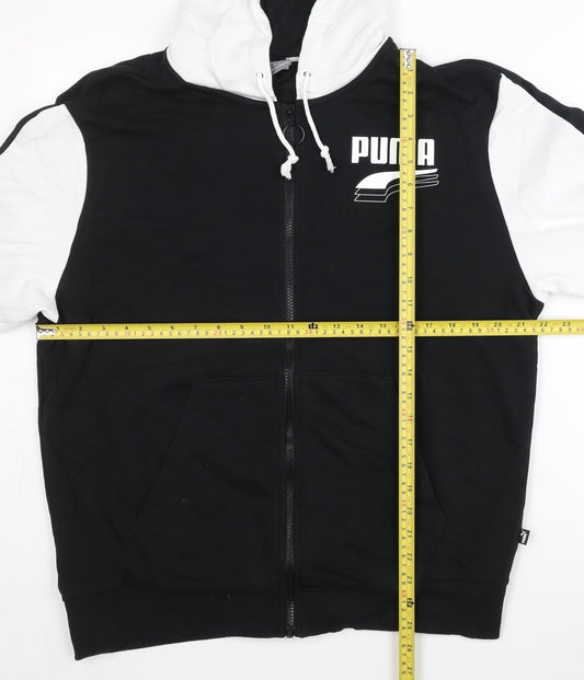 Puma Men's Black & White Full Zip Hoodie Size L Regular Fit