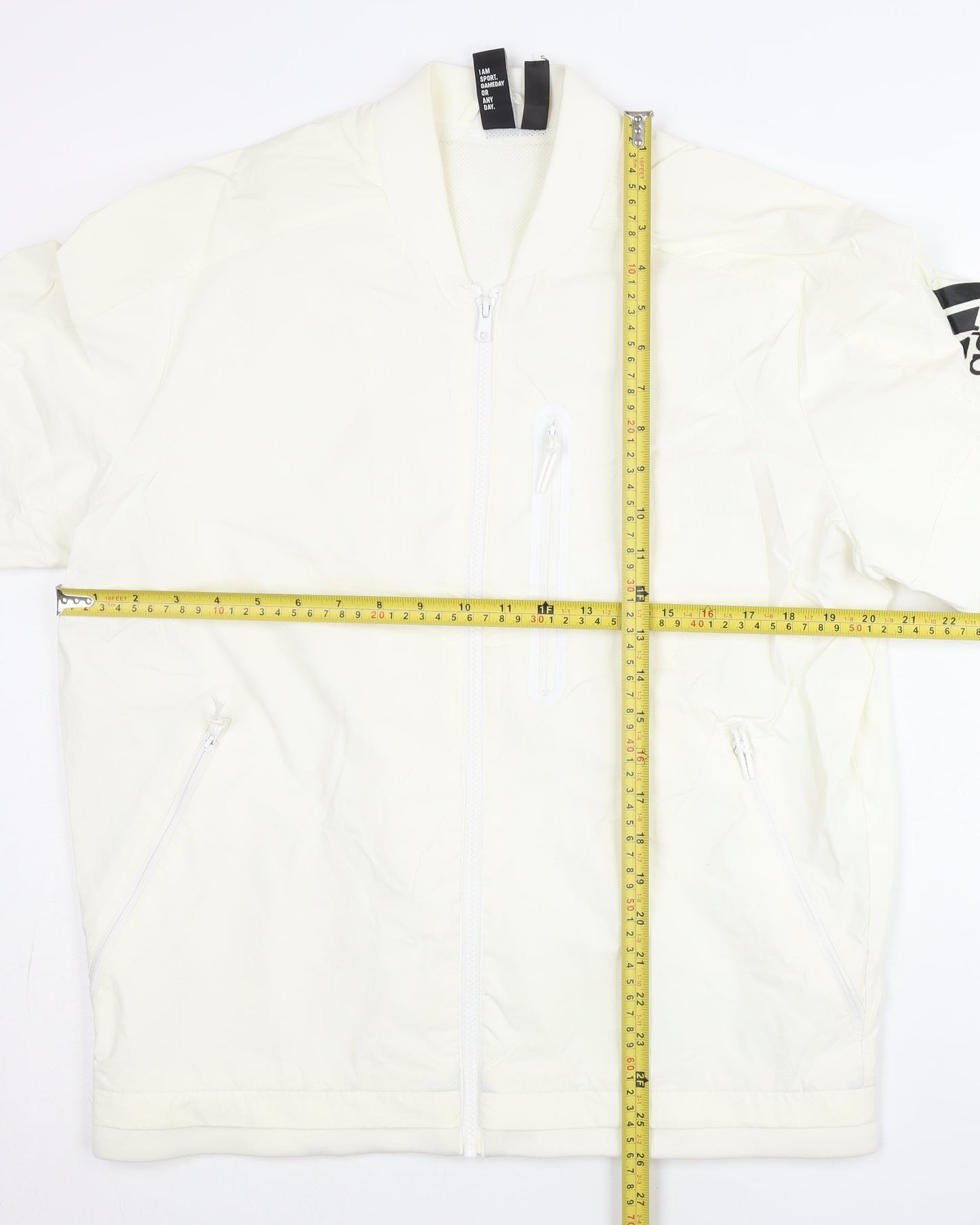 Adidas Men's White L Track Jacket Full Zip Nylon Elastane Regular Fit