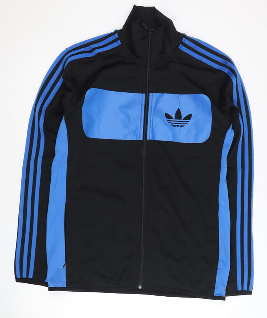 Adidas Men's Black Blue Track Jacket L Full Zip Sportswear