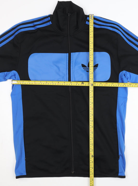 Adidas Men's Black Blue Track Jacket L Full Zip Sportswear