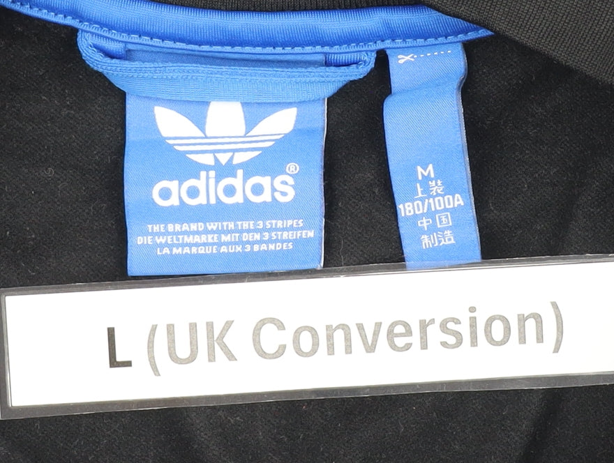 Adidas Men's Black Blue Track Jacket L Full Zip Sportswear