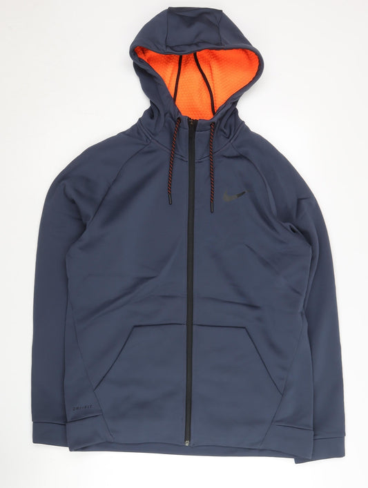 Nike Men's Blue XL Full Zip Dri-FIT Hoodie with Pockets