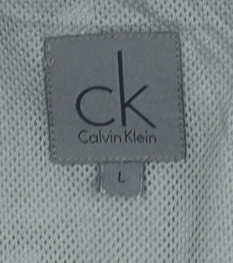 Calvin Klein Men’s Brown Striped L Windbreaker Jacket Polyester
