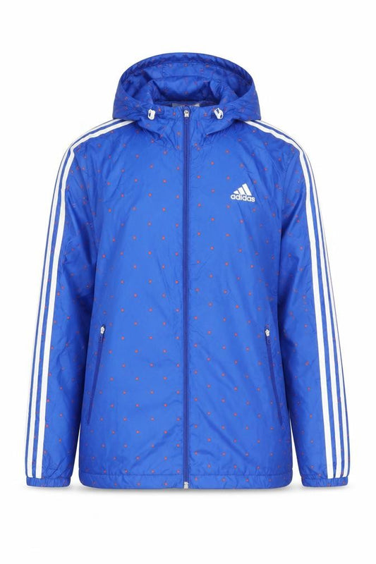 Adidas Men’s Blue XS Windbreaker Jacket Hooded Polka Dot Sports Coat