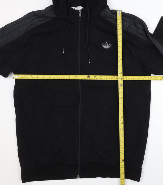 Adidas Men's Black Full Zip Hoodie L Sports Logo Fleece