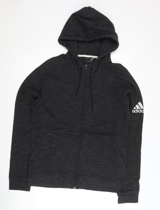Adidas Men’s Black Full Zip Hoodie L Knit Cotton Blend