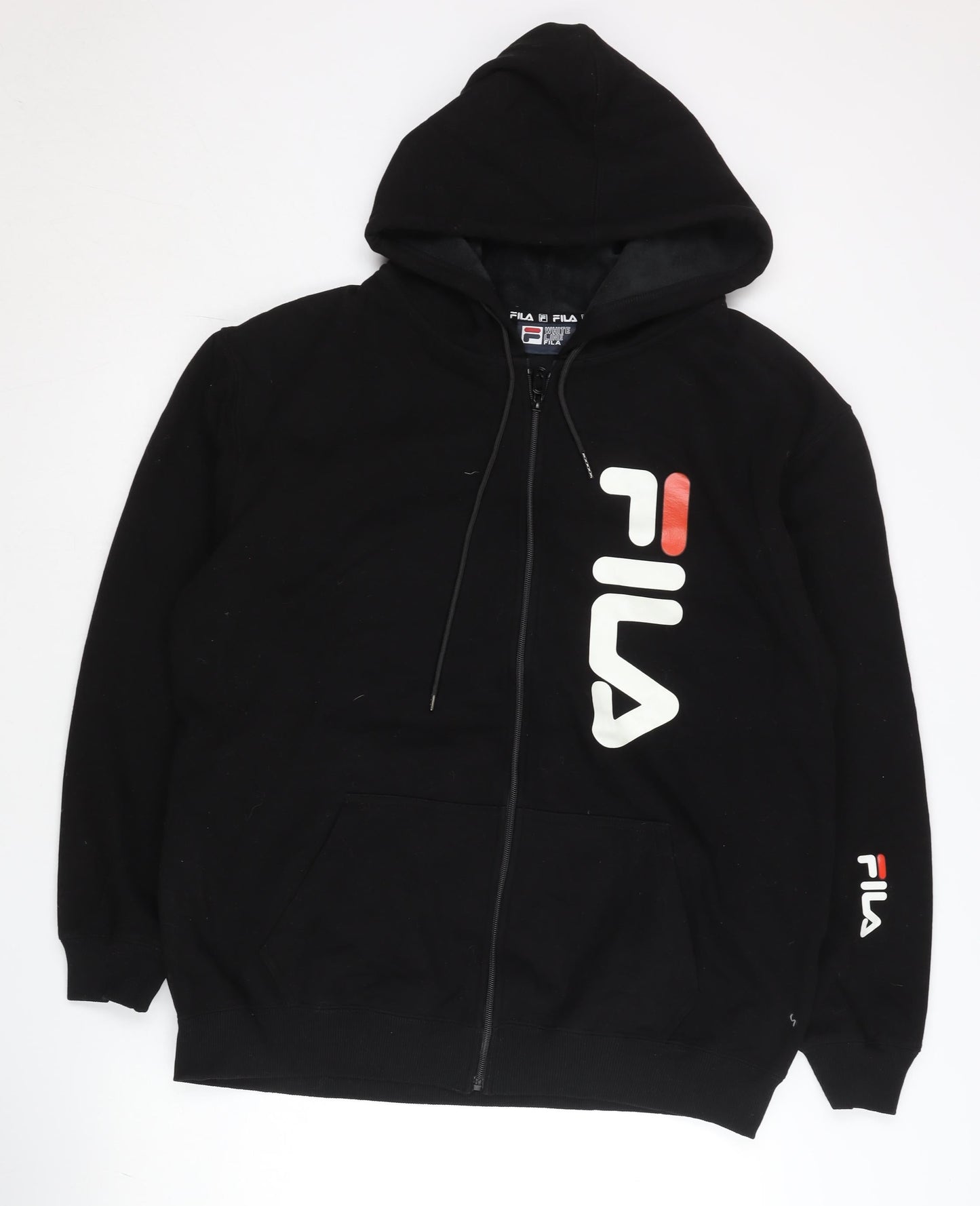FILA Men’s Black XL Full Zip Hoodie Cotton Logo Graphic