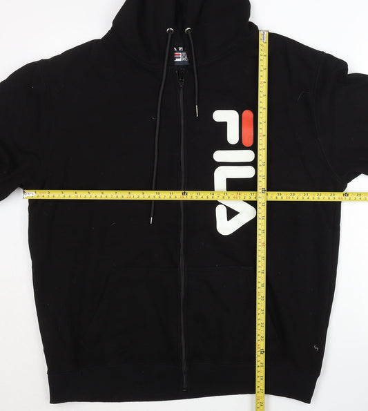 FILA Men’s Black XL Full Zip Hoodie Cotton Logo Graphic