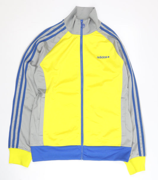 Adidas Neo Men’s Yellow Grey Blue Track Jacket M Full Zip Activewear