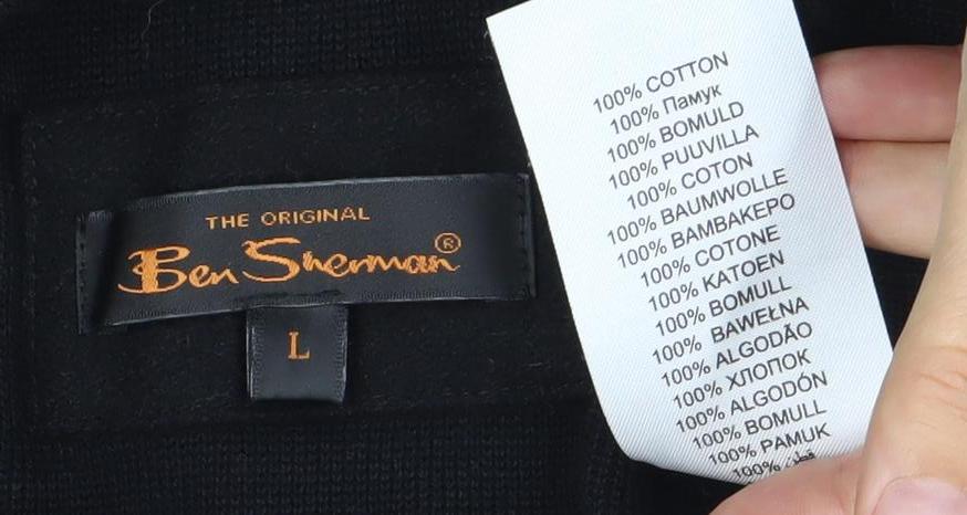 Boss Orange Men's Black Cotton Mock Neck Cardigan L Long Sleeve
