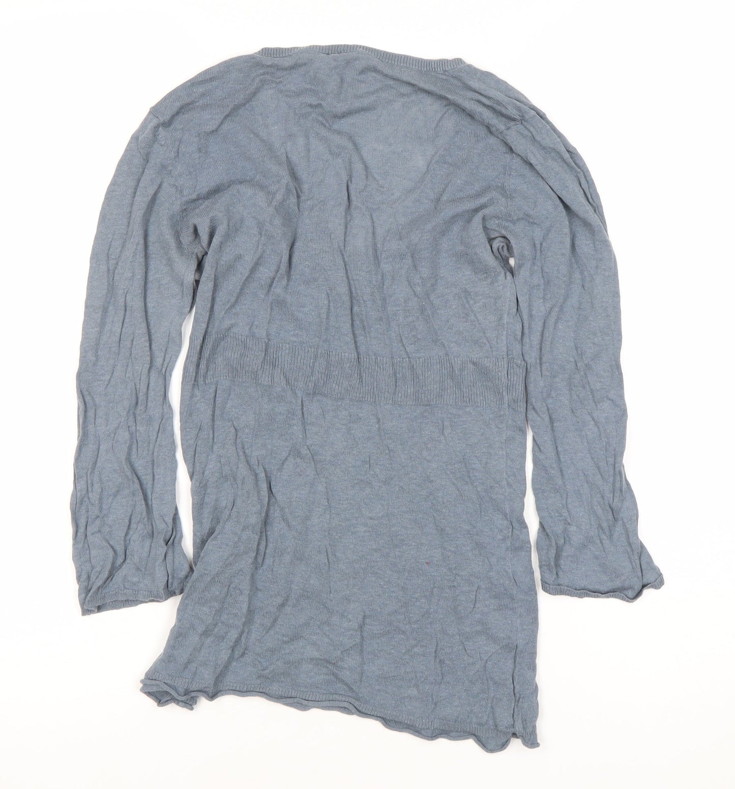 White Stuff Womens Blue Linen Cotton V-Neck Tunic Jumper Size 14