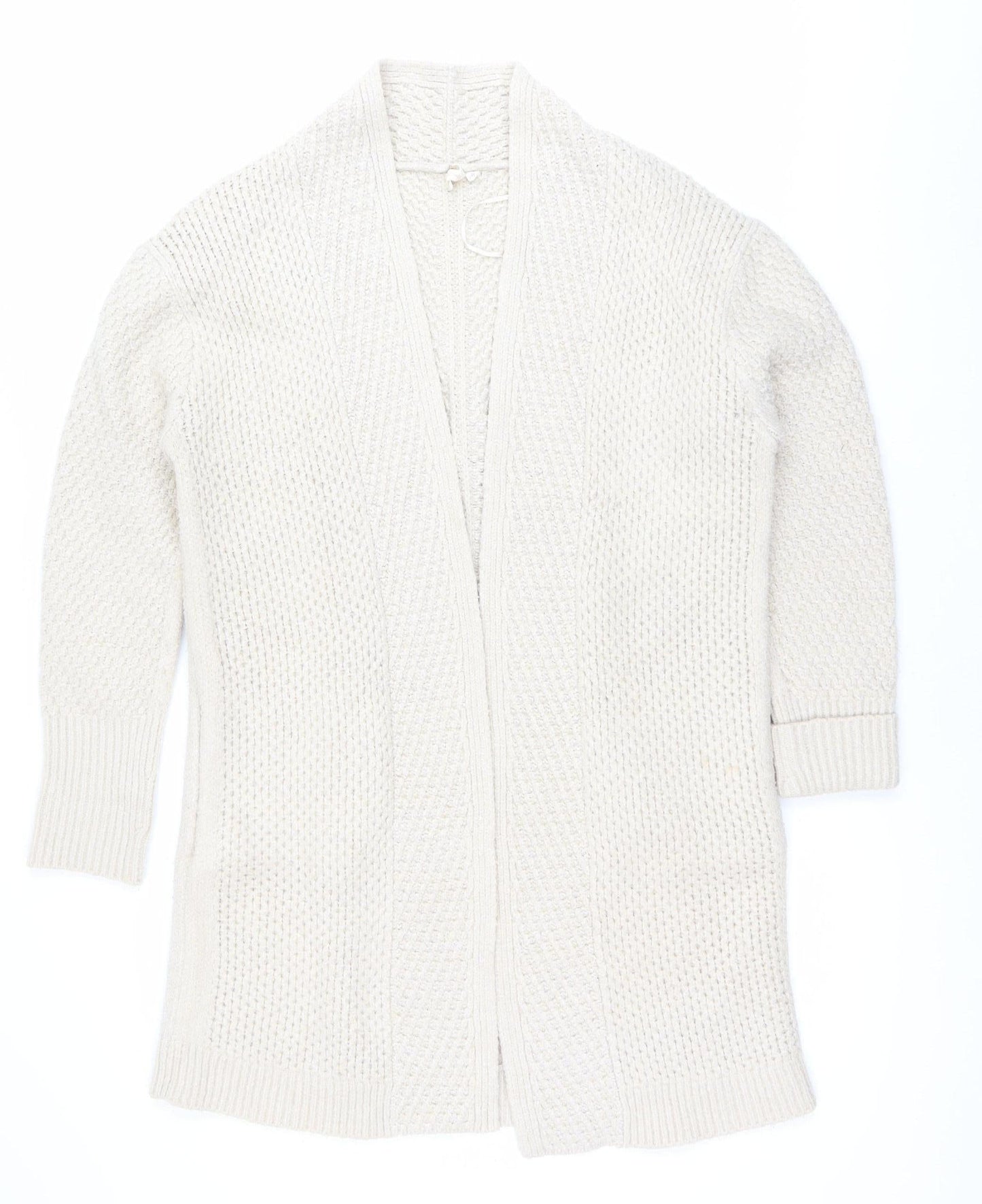 White Stuff Women’s Ivory Chunky Knit Cardigan Size M Winter