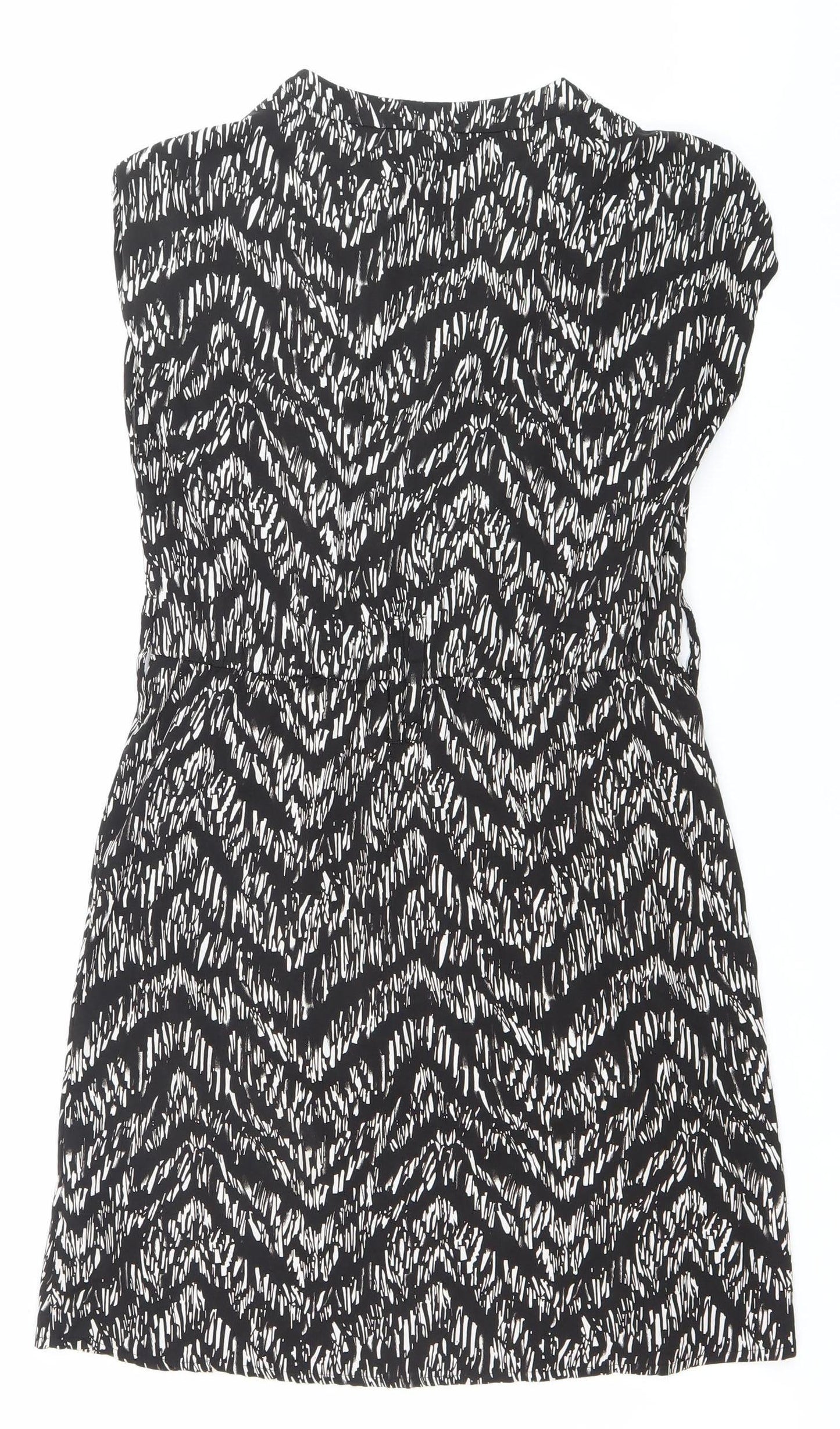 H&M Women’s Black Geometric Strapless Mini Dress UK 10 Summer Party Wear