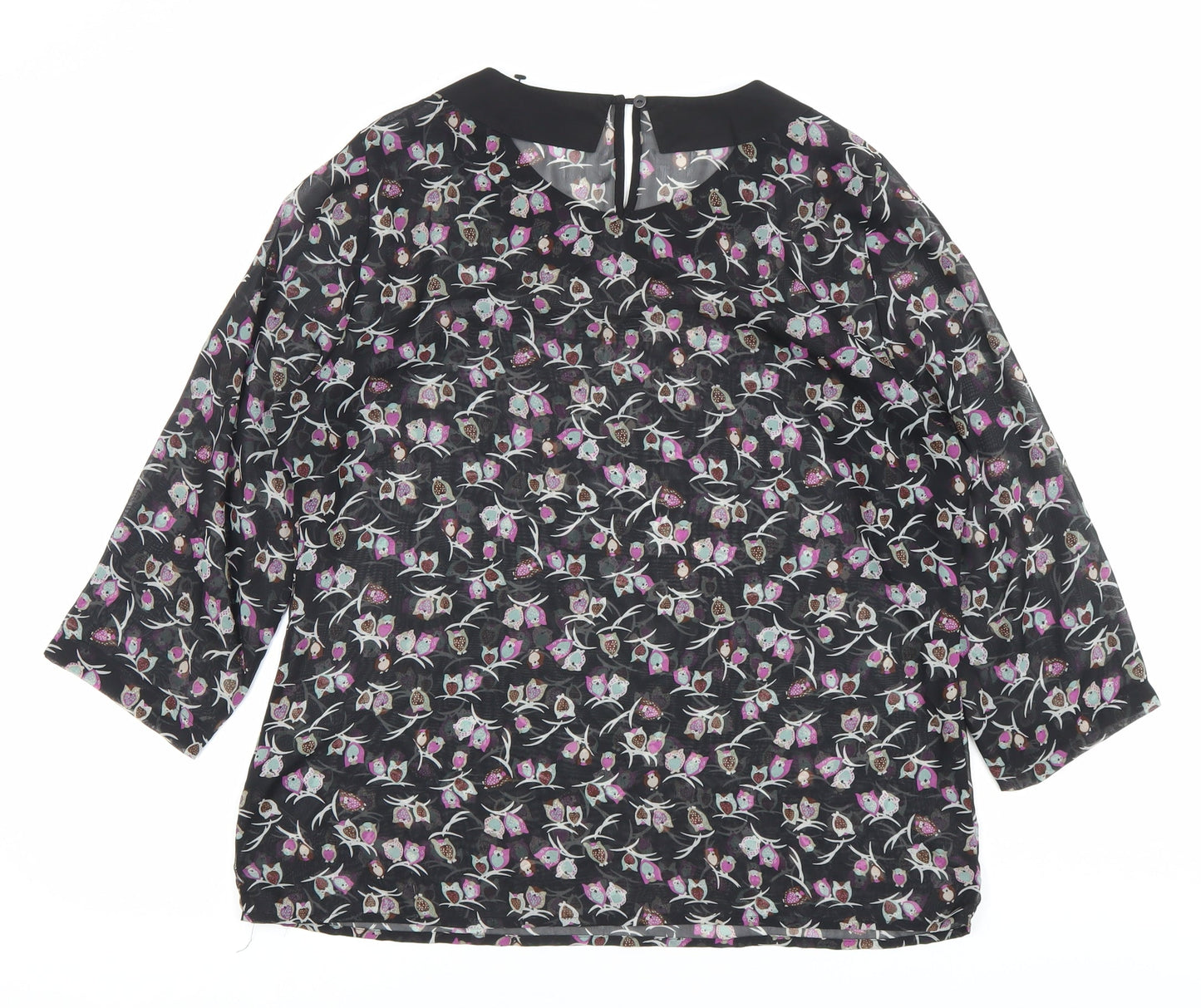 Marks and Spencer Women's Black Floral Chiffon Blouse UK 14