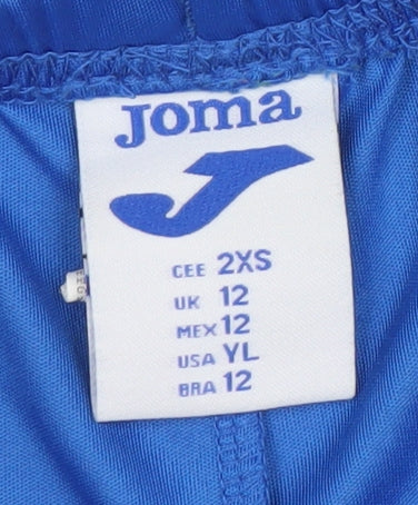Joma Boys Blue Yellow Athletic Football Shorts UK 12 2XS Quick Dry