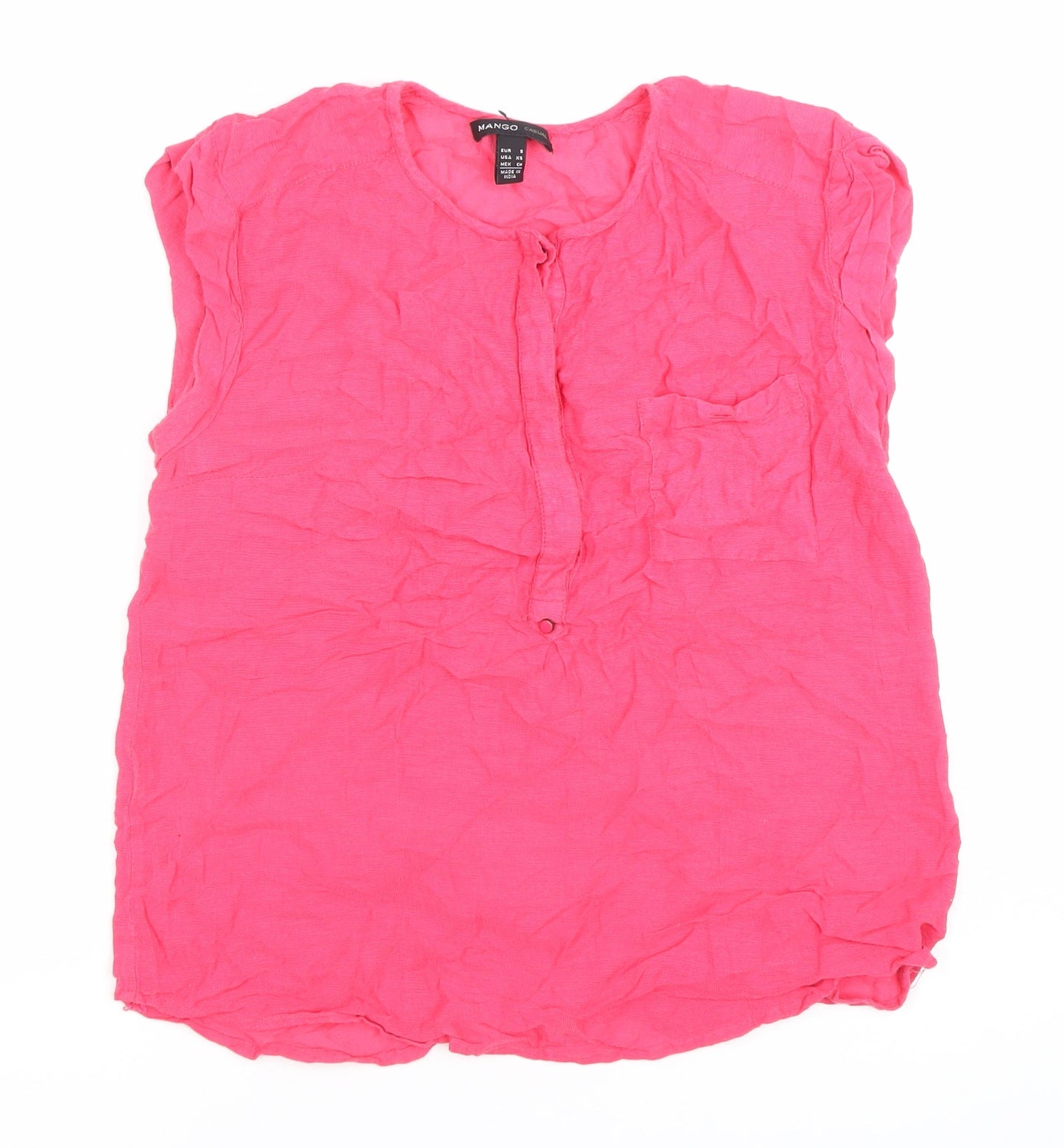 Mango Women’s Pink Sleeveless Tunic Blouse Size 8 Scoop Neck Casual