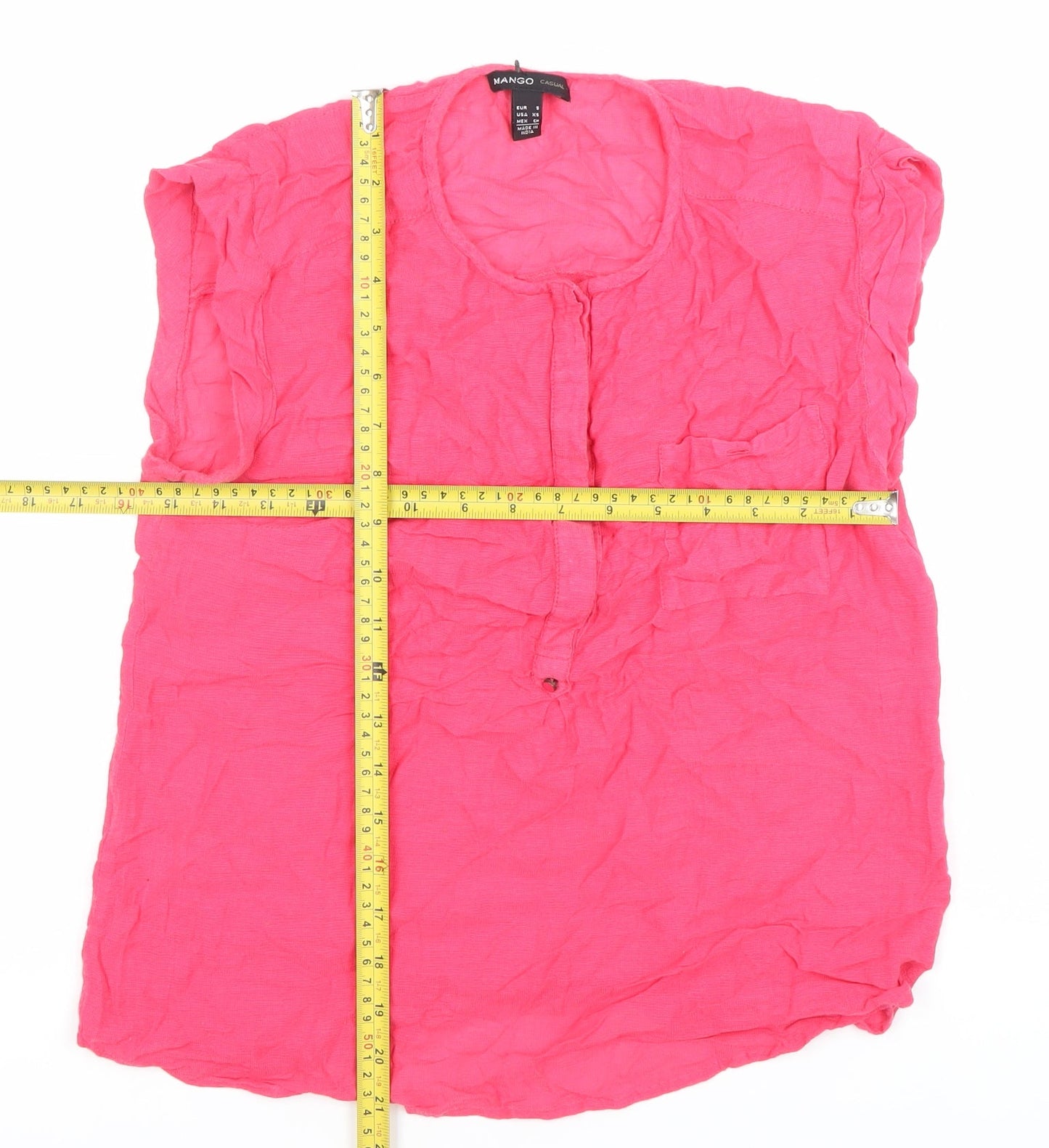 Mango Women’s Pink Sleeveless Tunic Blouse Size 8 Scoop Neck Casual