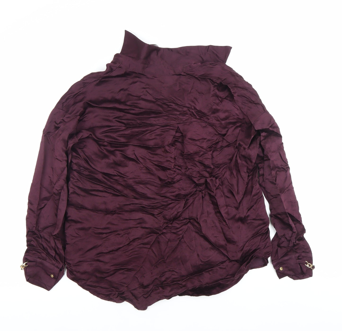 Zara Women Purple XS Long Sleeve Collared Button-Up Shirt Viscose Blend