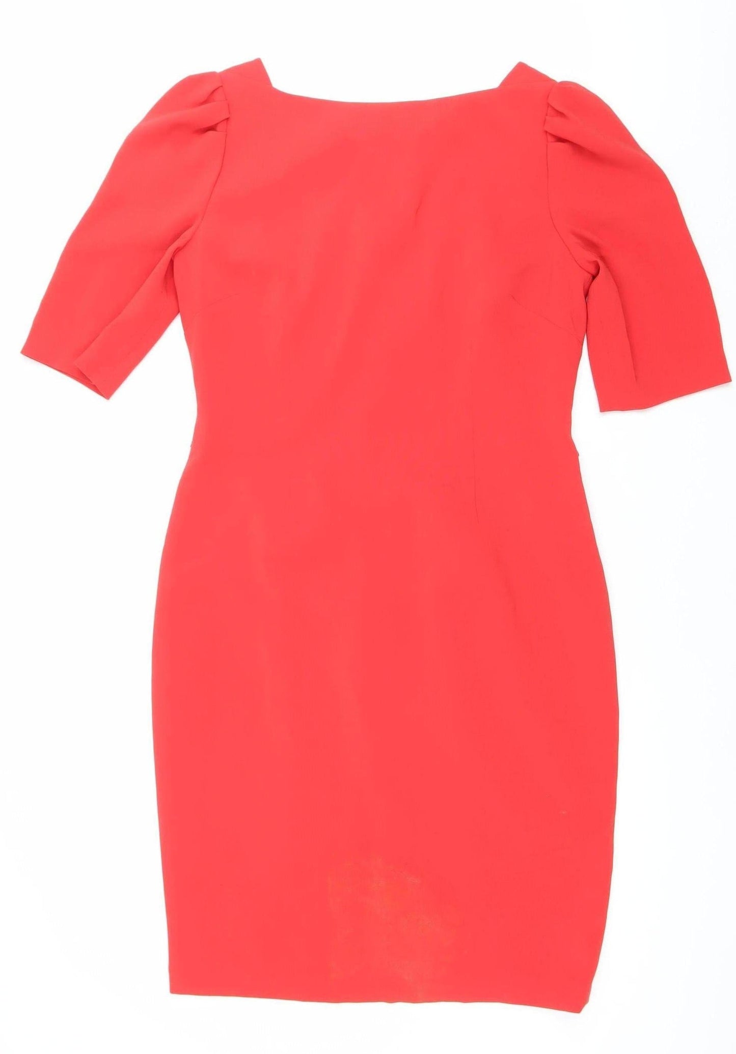 Coast Women’s Red One Shoulder Puff Sleeve Sheath Dress Size 14