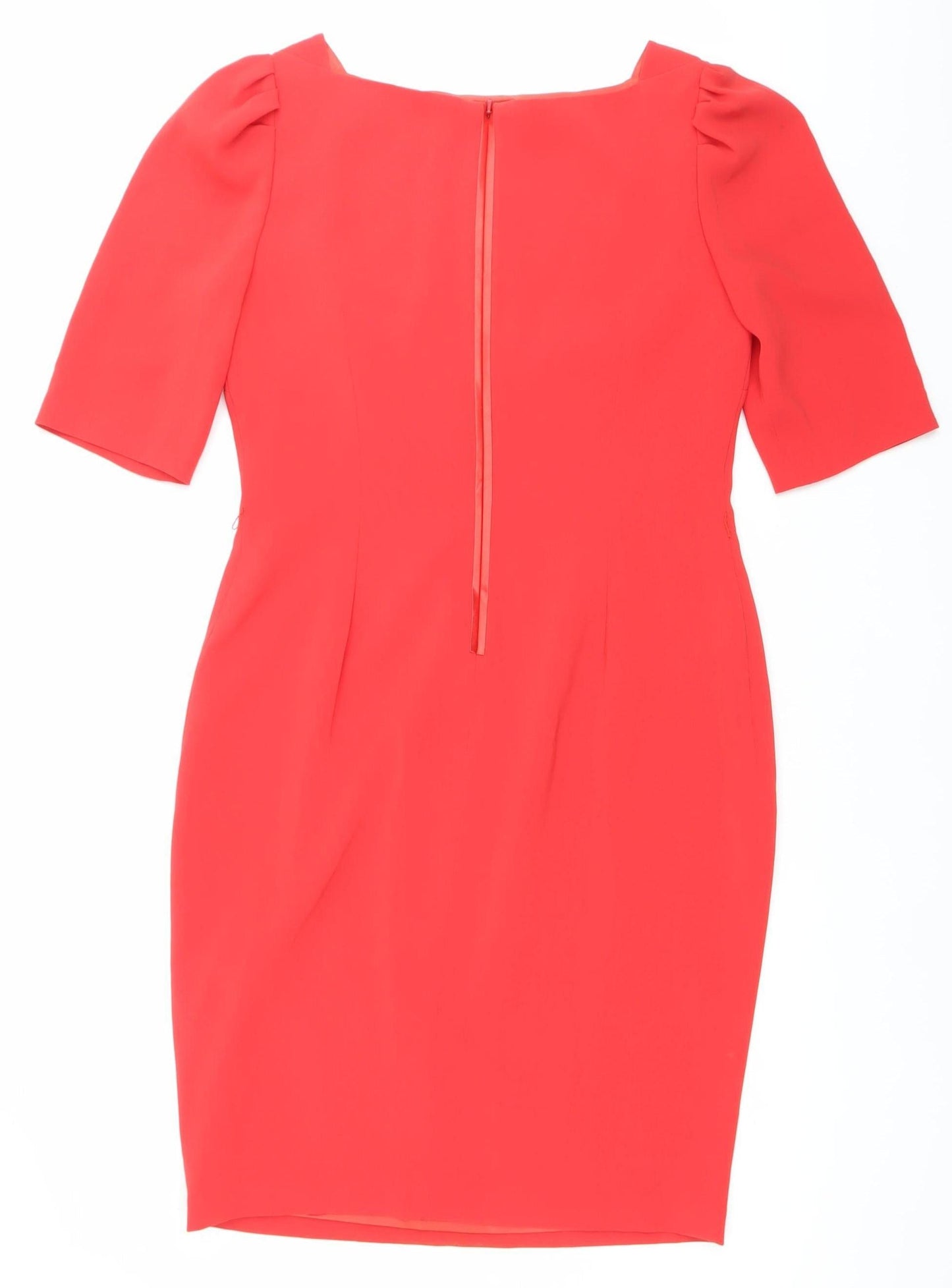 Coast Women’s Red One Shoulder Puff Sleeve Sheath Dress Size 14