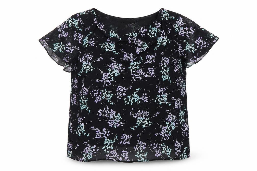 Marks and Spencer Women's Black Floral Chiffon Cowl Neck Blouse UK 18