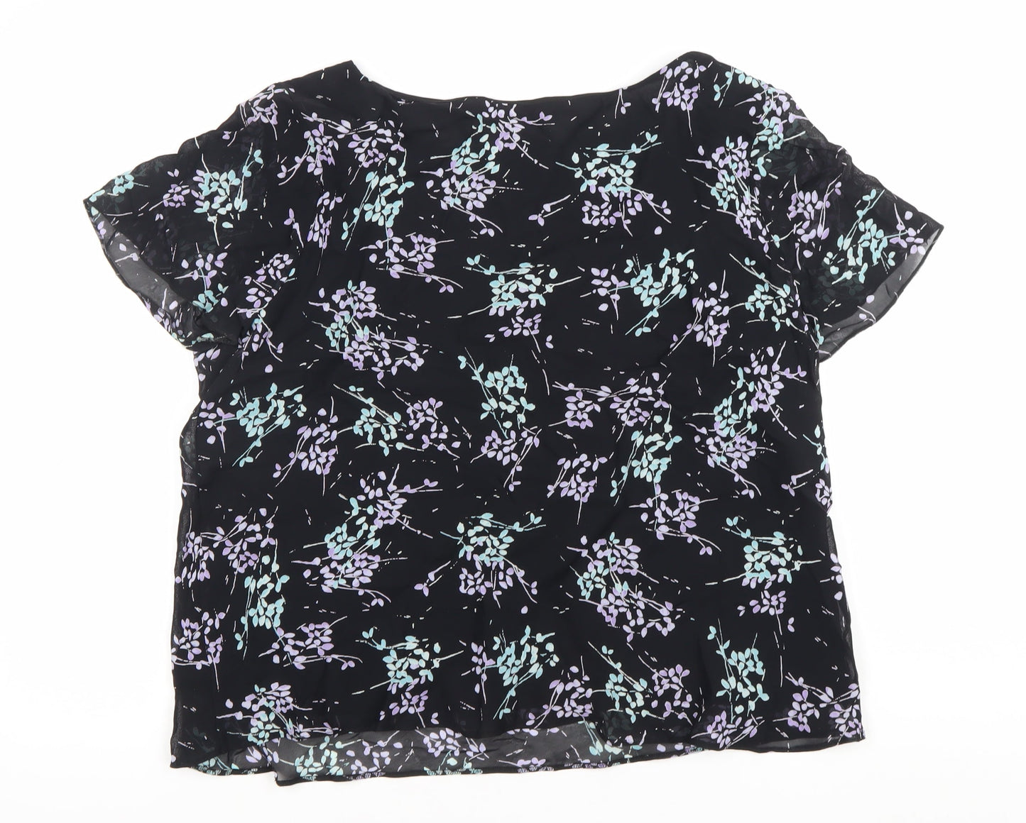 Marks and Spencer Women's Black Floral Chiffon Cowl Neck Blouse UK 18