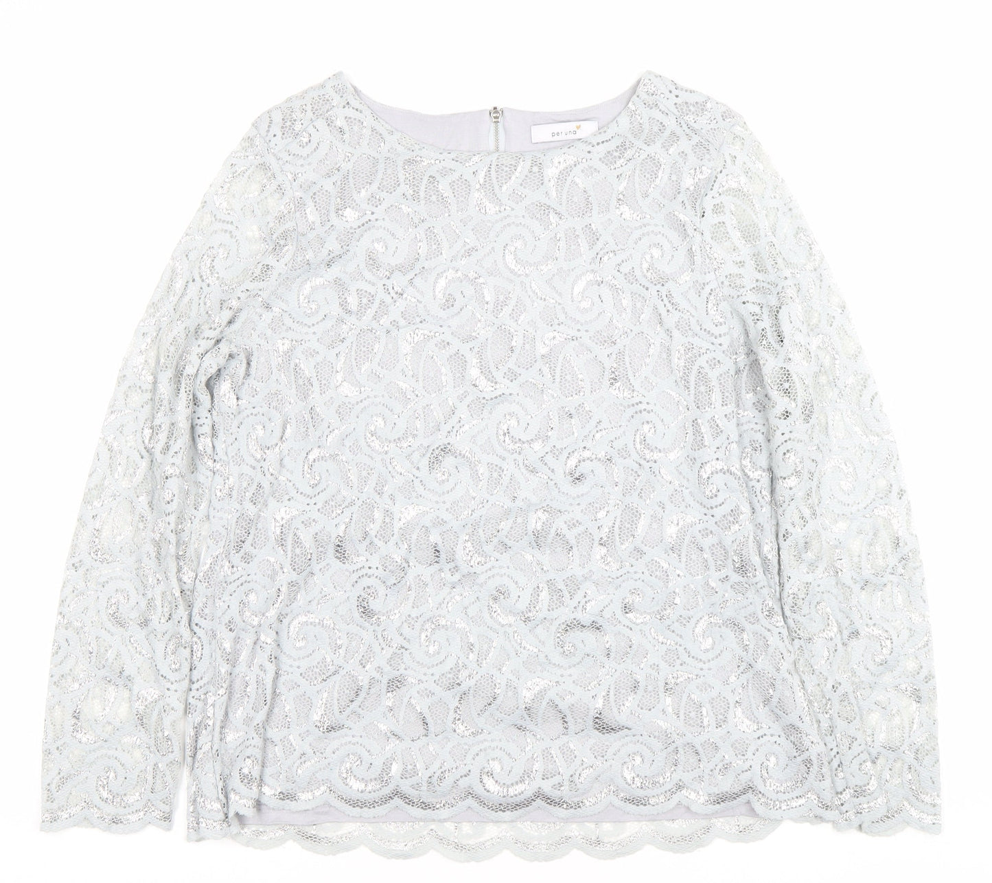 Marks and Spencer Women’s Grey Lace Long Sleeve Blouse Size 16