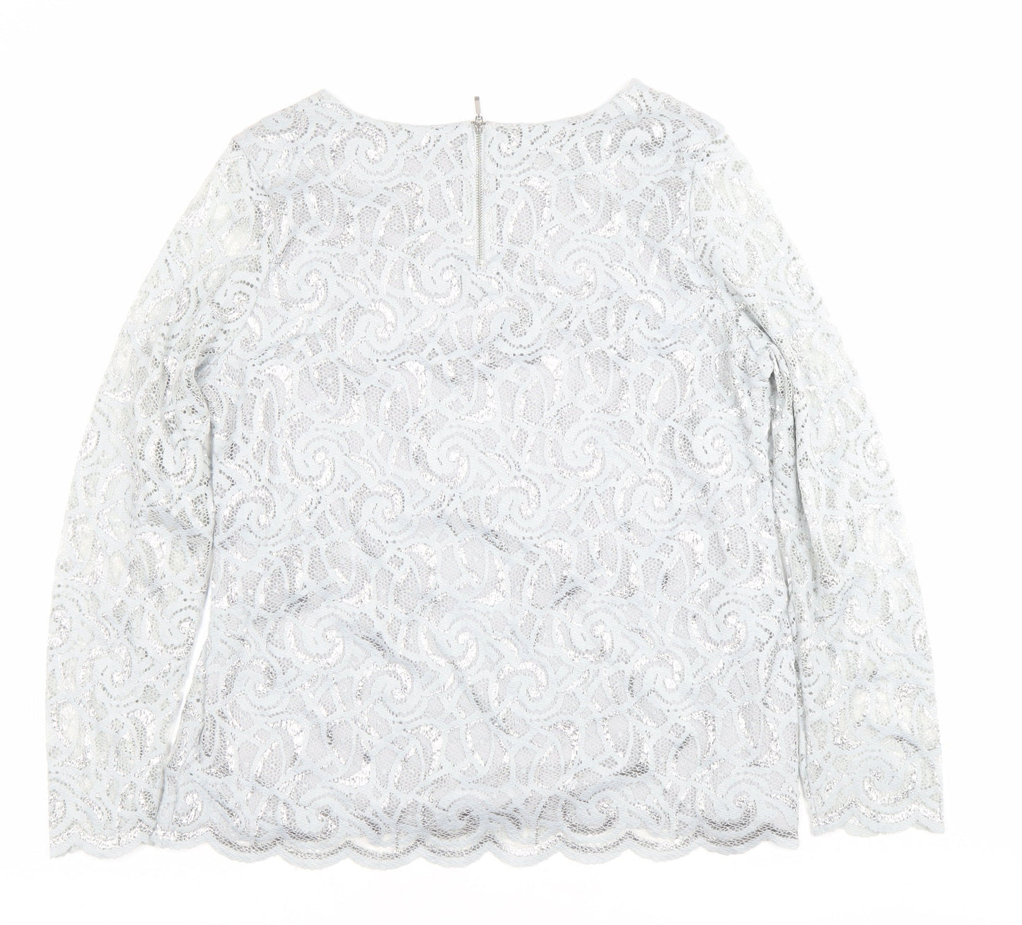Marks and Spencer Women’s Grey Lace Long Sleeve Blouse Size 16