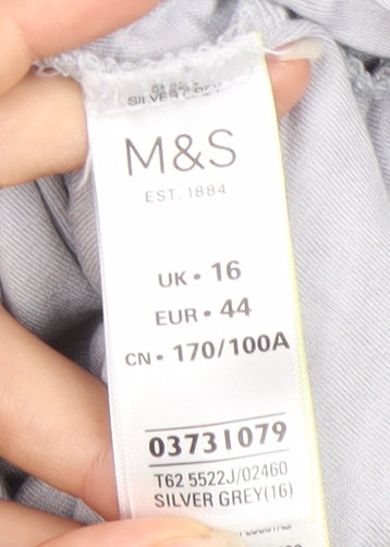 Marks and Spencer Women’s Grey Lace Long Sleeve Blouse Size 16