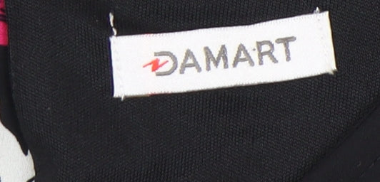 Damart Women’s Black Floral Shift Dress Size 18 Short Sleeve Knee Length