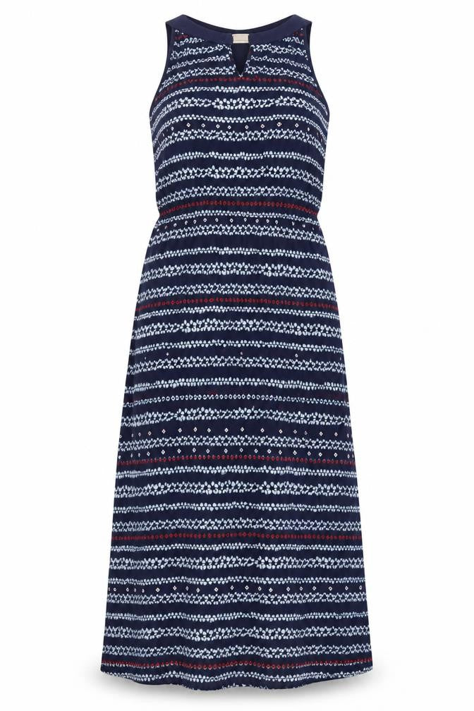 Apricot Womens Blue Geometric Midi Fit & Flare Dress Size 14 Sleeveless