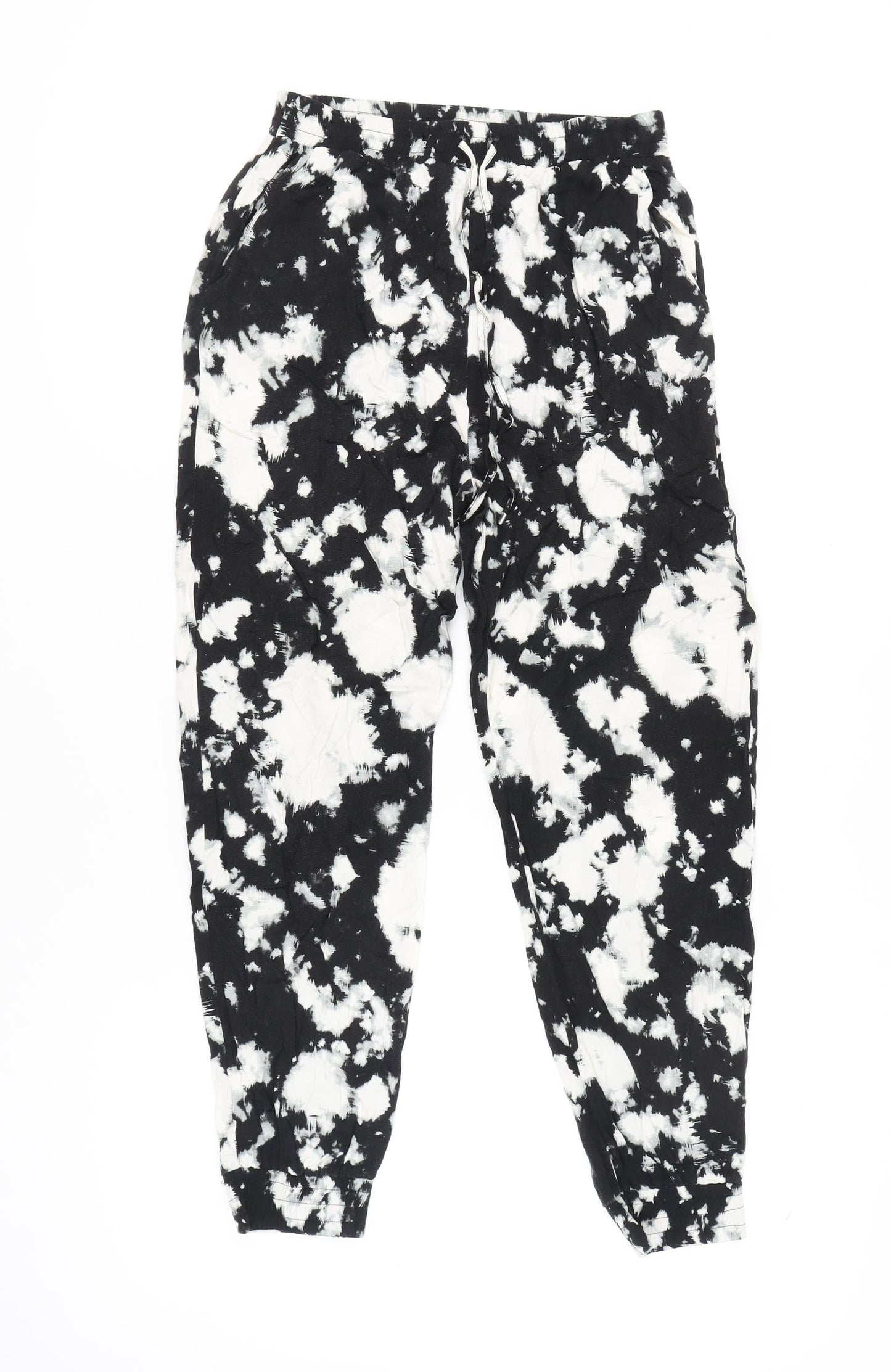 Dorothy Perkins Women’s Black Tie-Dye Jogger Trousers Size 8 Cotton