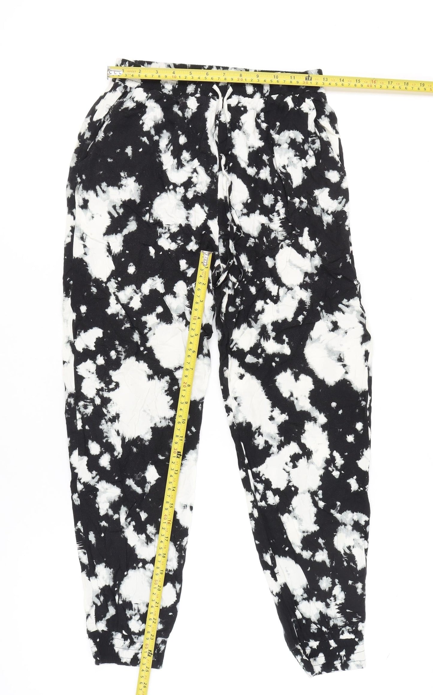 Dorothy Perkins Women’s Black Tie-Dye Jogger Trousers Size 8 Cotton