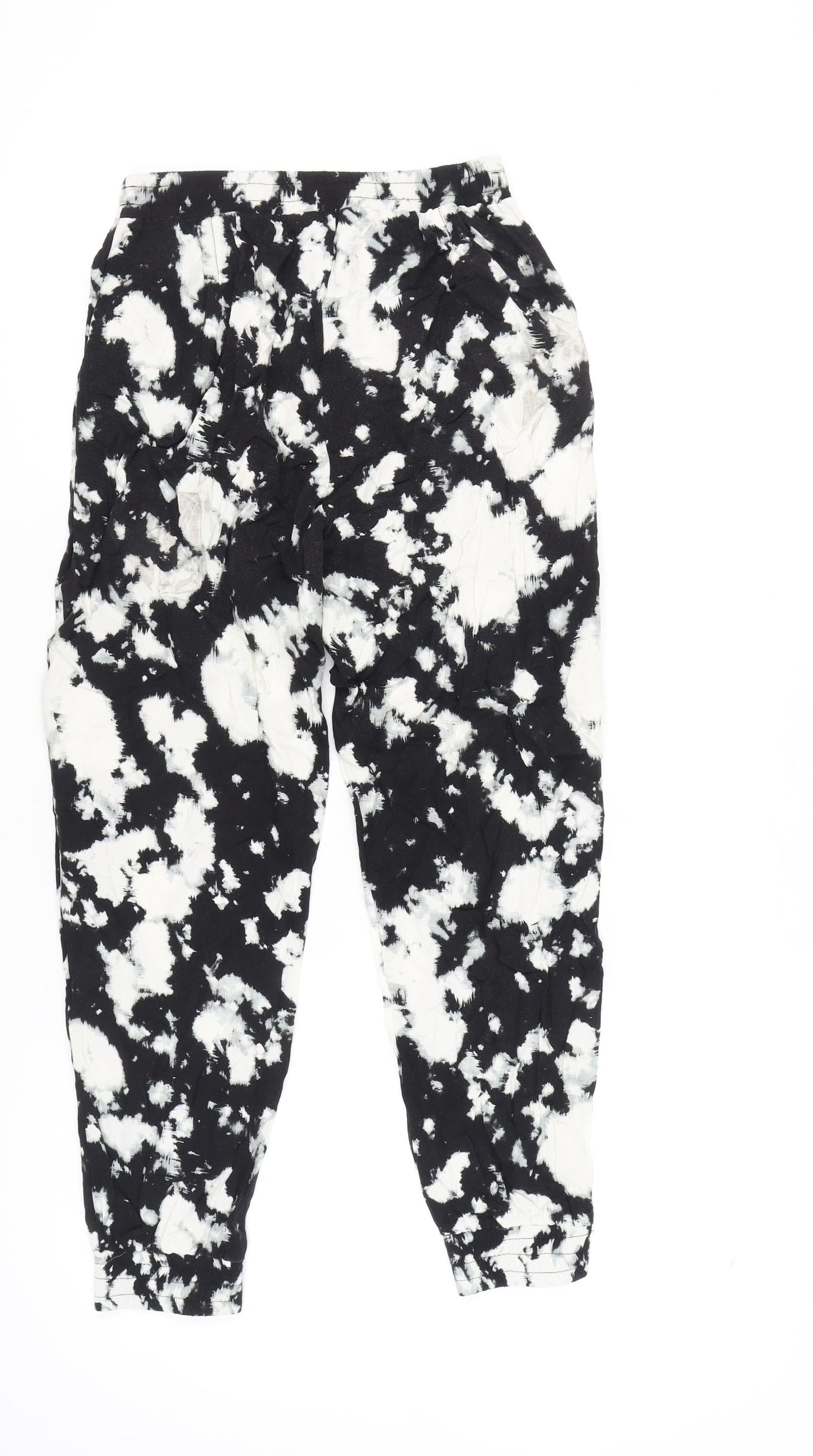 Dorothy Perkins Women’s Black Tie-Dye Jogger Trousers Size 8 Cotton