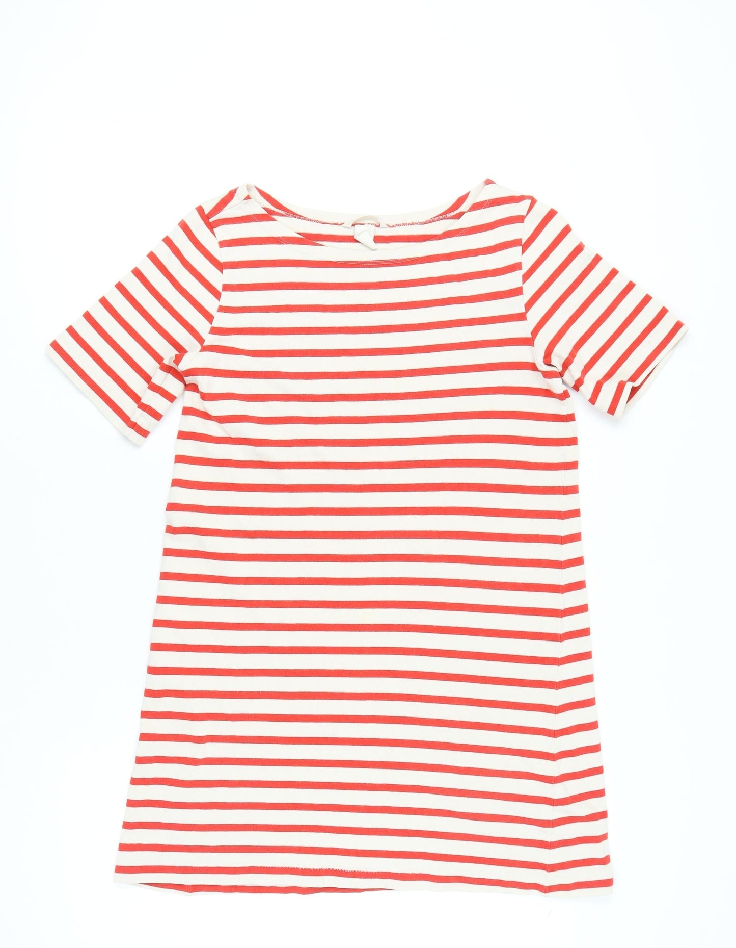 H&M Women’s White Red Striped Cotton T-Shirt Dress Size 8 Casual