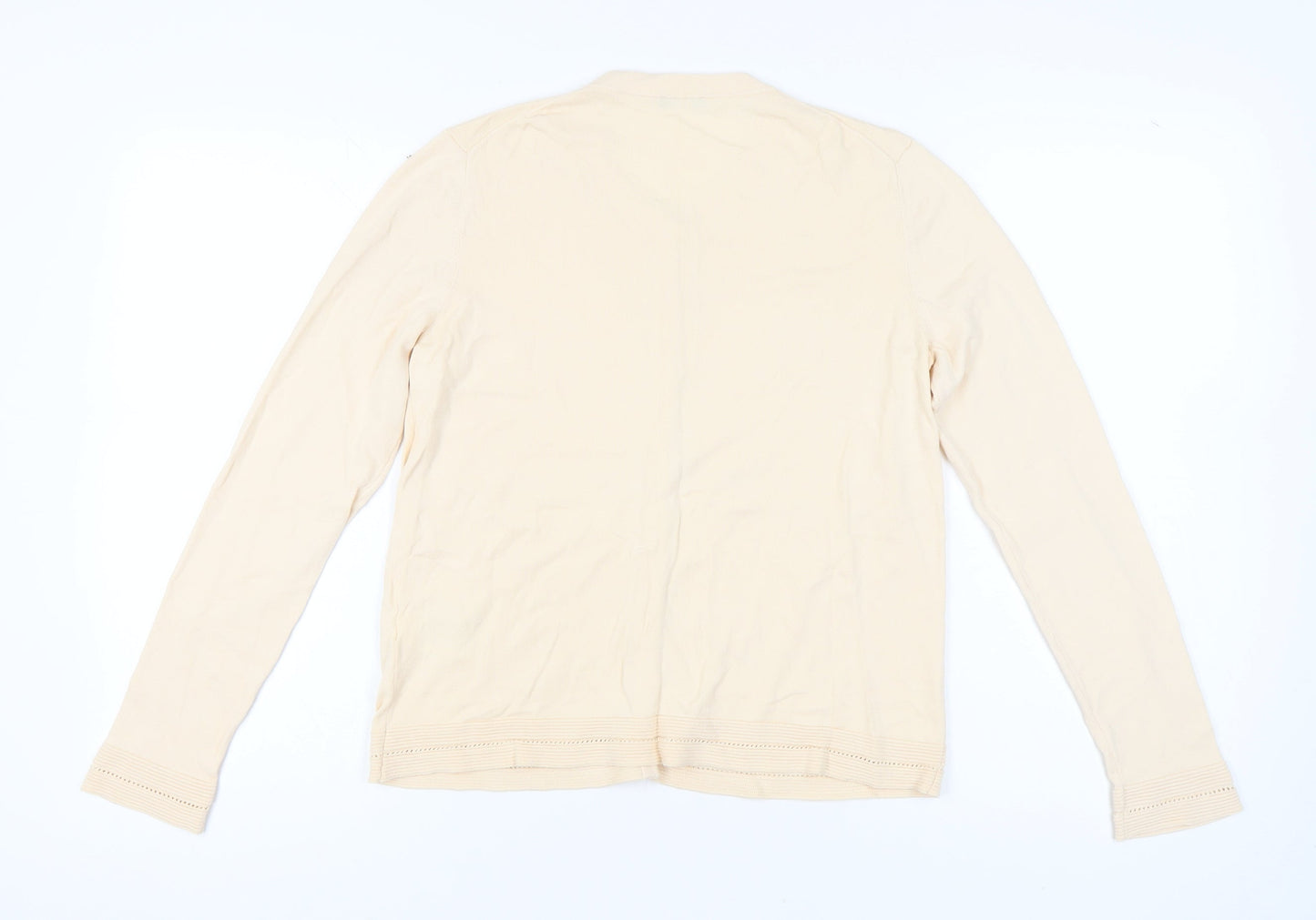 United Colors of Benetton Womens Beige L V-Neck Cardigan 100% Cotton