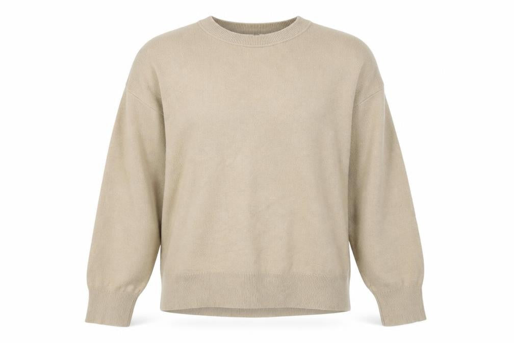 Uniqlo Women's Beige XS Crew Neck Cotton Knit Jumper