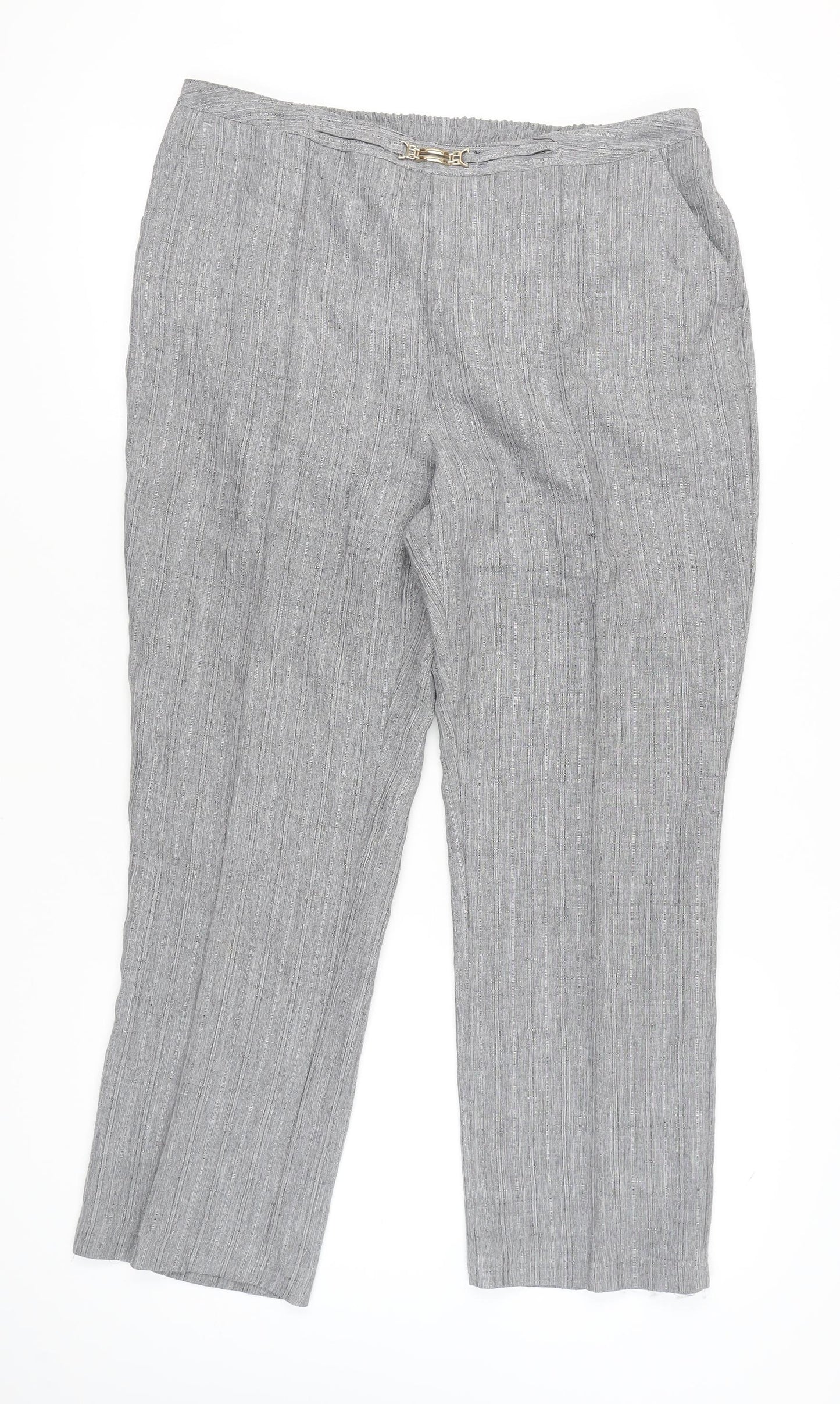 Damart Women’s Grey Straight Leg Trousers UK 20 Elastic Waist 29in