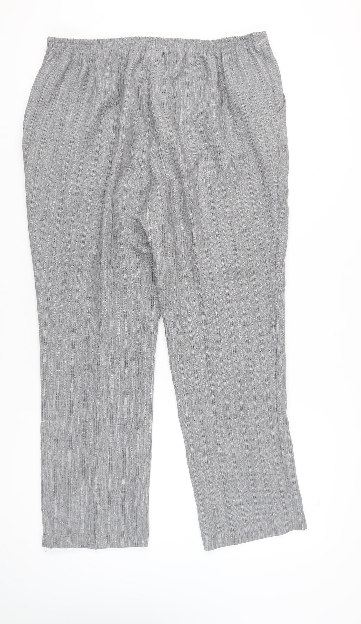 Damart Women’s Grey Straight Leg Trousers UK 20 Elastic Waist 29in