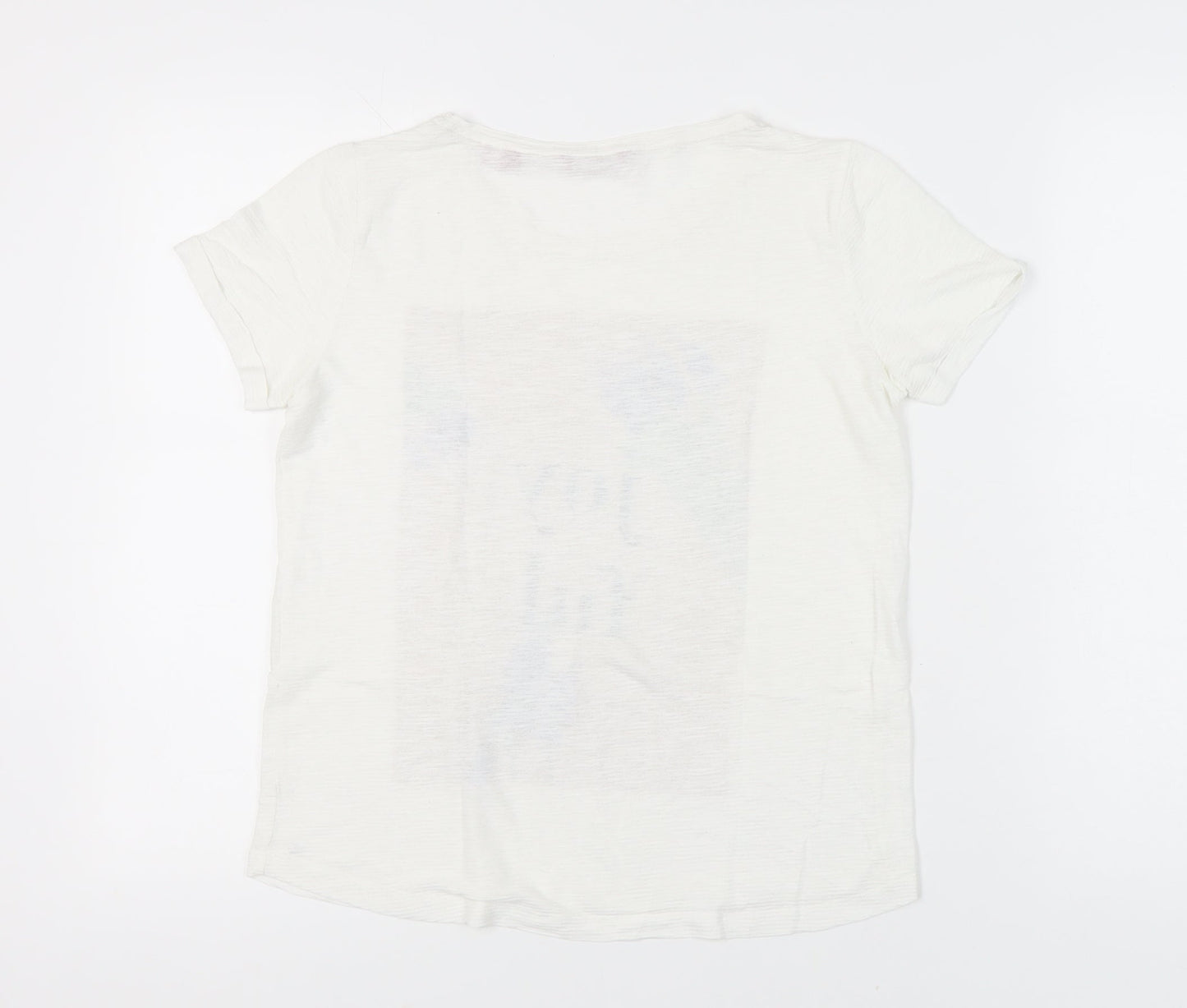s.Oliver Womens White Floral Graphic Cotton T-Shirt Size 8