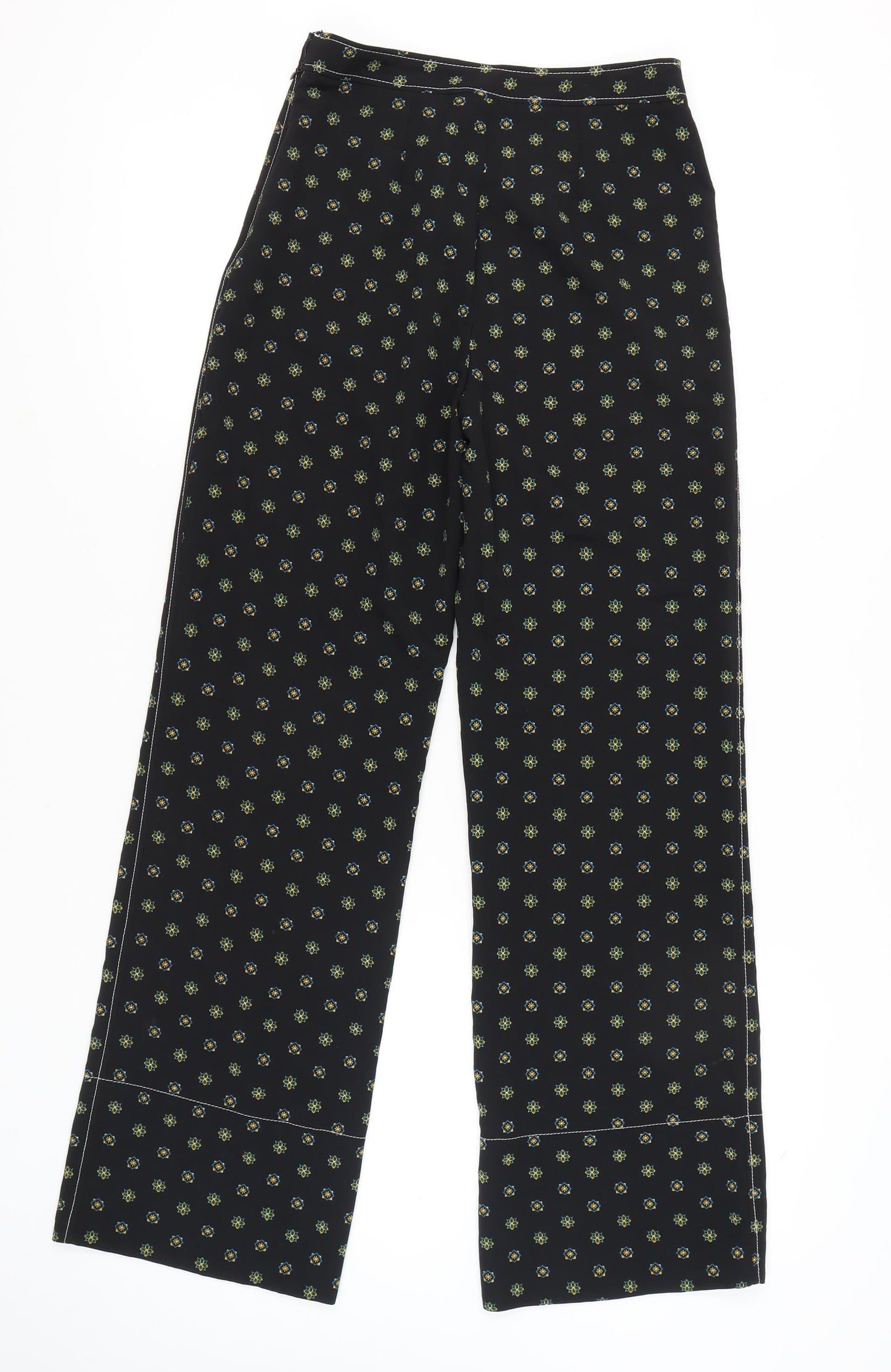 Red Herring Women’s Black Geometric Wide-Leg Trousers Size 8