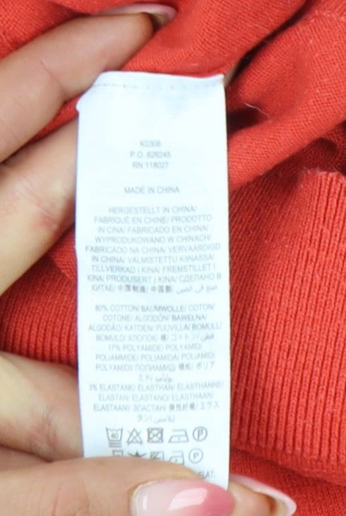 Boden Women's Red Crew Neck Cotton Blend Jumper Size M