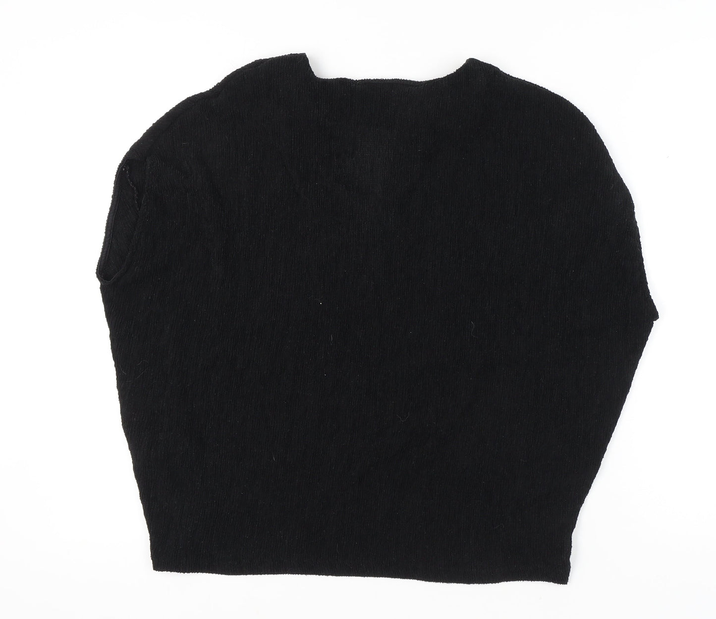 French Connection Women’s Black V-Neck Knit Top L Regular Fit