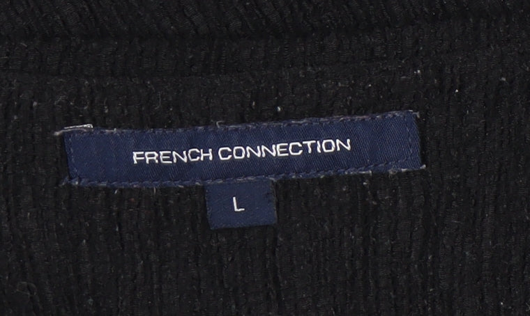 French Connection Women’s Black V-Neck Knit Top L Regular Fit