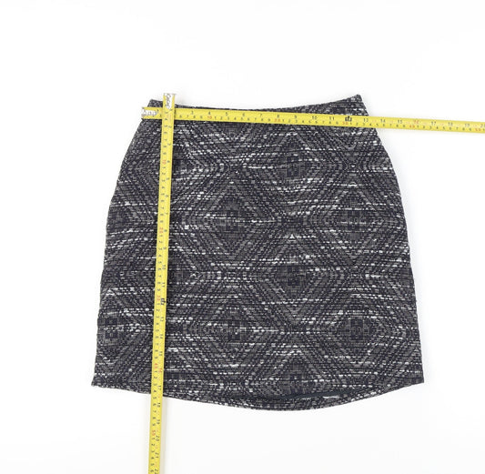 PARAPHRASE Women’s Black Geometric Tweed Pencil Skirt XS Knee Length