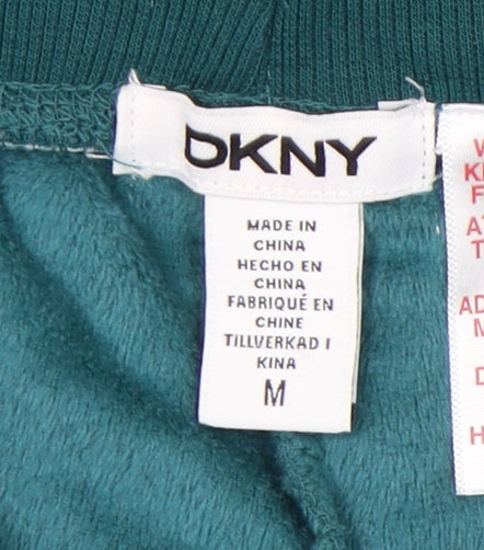 DKNY Womens Green Velour Jogger Trousers M Elastic Waist Pockets