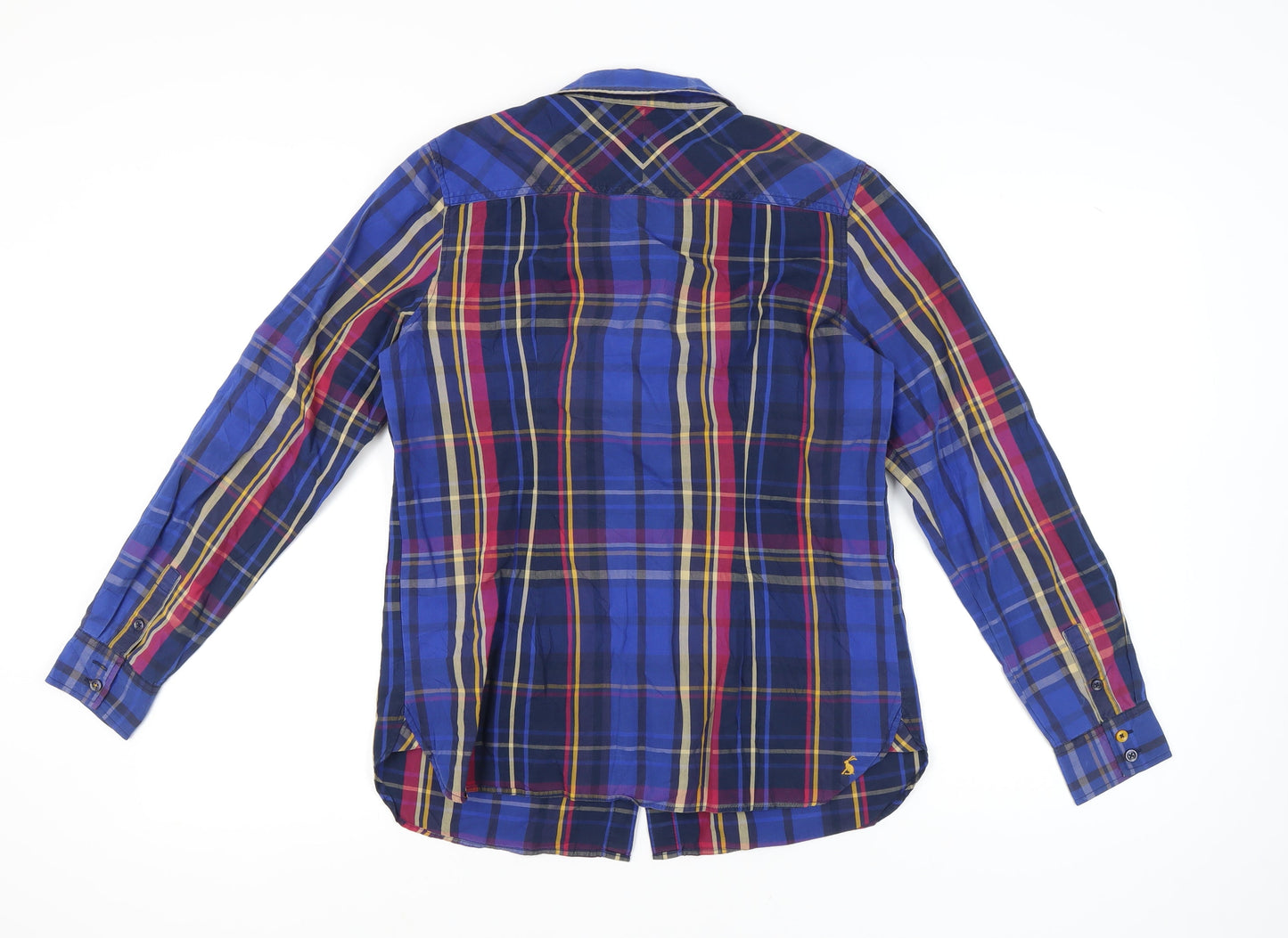 Joules Women's Multicoloured Check Ruffle Button-Up Shirt Size 14